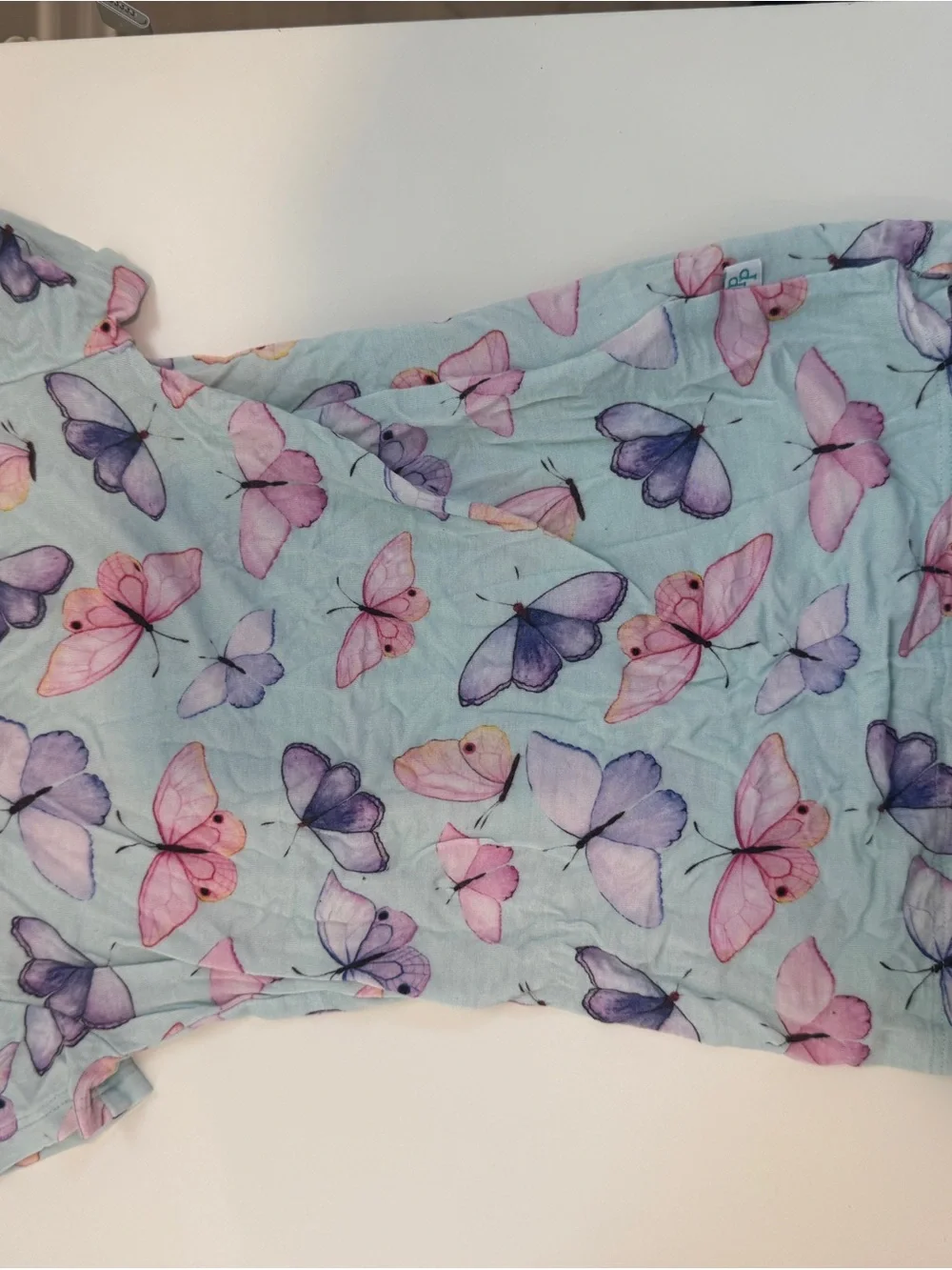 Posh Peanut Light Blue Butterfly Pajama Set - Pink & Purple